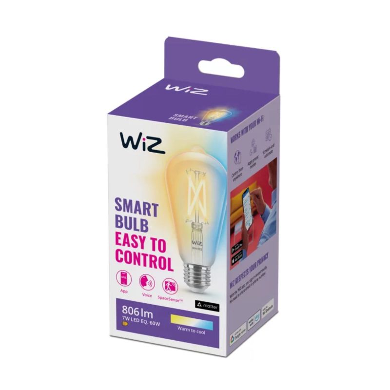 Lampara de Filamento Edison Ambar 50W Wiz Wifi ST64 E27 Blanco Regulable